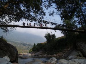 Cầu mây quyến rũ nhìn từ dưới lên