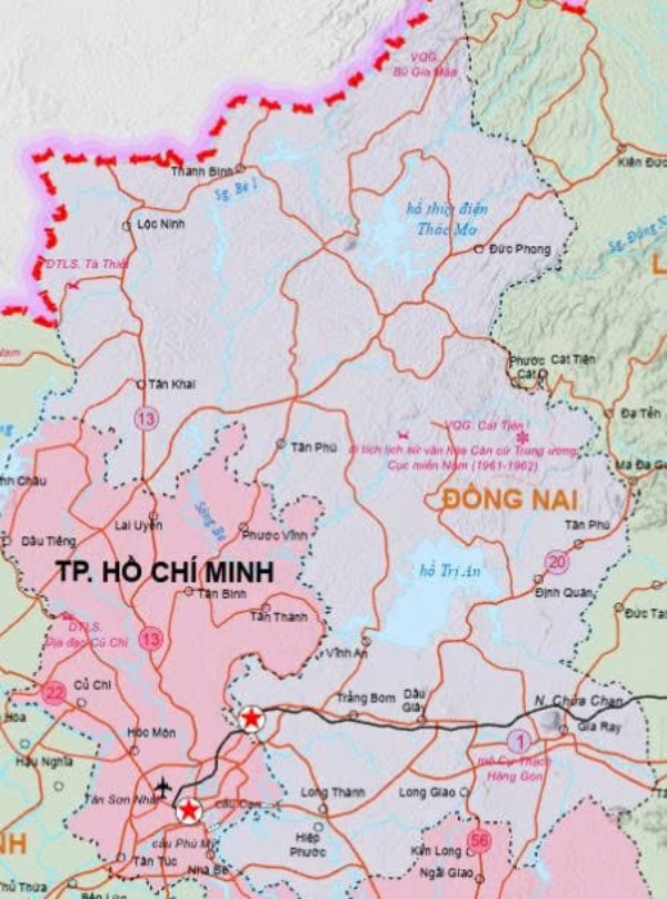 Bản đồ tỉnh Đồng Nai sau sắp xếp