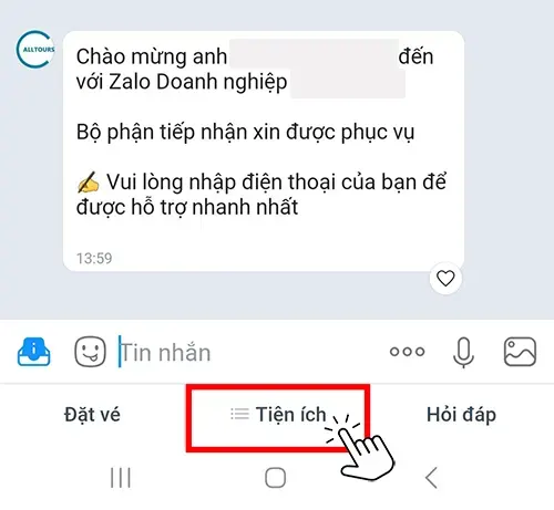 Vào Menu: Tiện ích