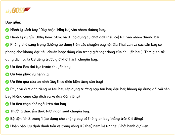 Điều kiện hạng vé Skyboss