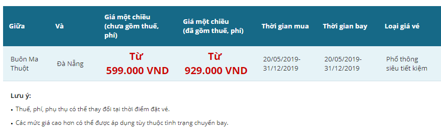 Vietnam Airlines tung vé siêu rẻ Buôn Ma Thuột Đà Nẵng từ 599.000đ